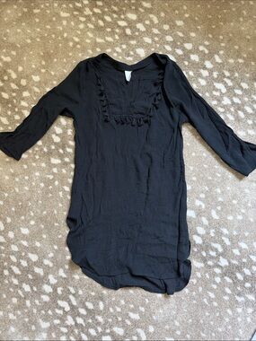 Black Tassel Detail Swim Cover Up